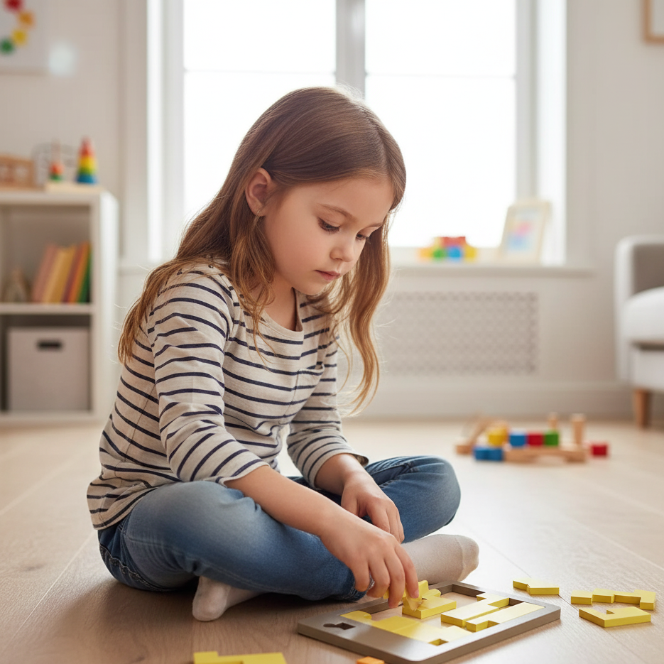 Intelligentes Holzpuzzle für Kinder – Logisches Denken leicht gemacht