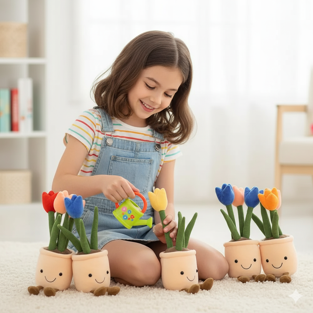 Kuschelige Tulpen-Plüschpflanze – fröhliche Deko fürs Kinderzimmer