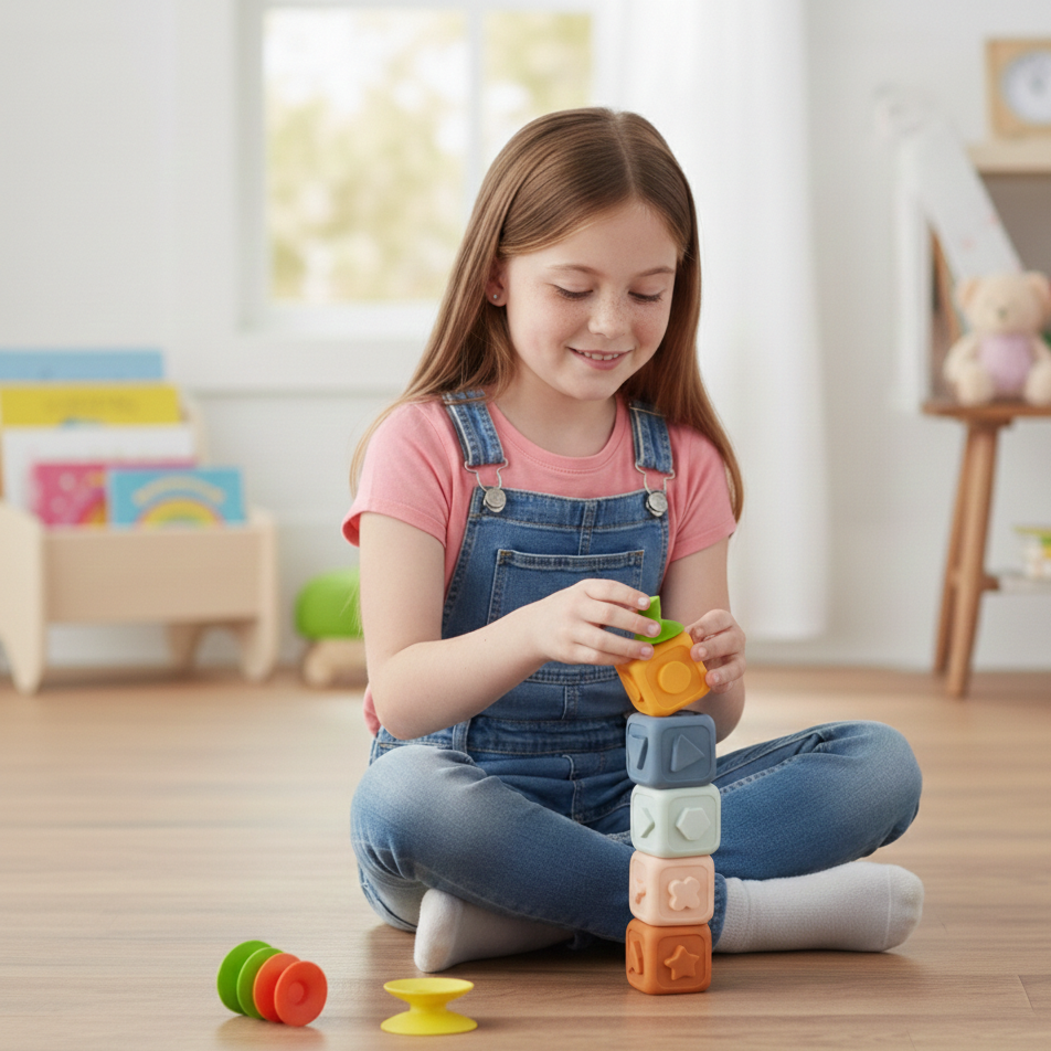 Weich Silicone Montessori Blöcke – Lernen, Stapeln & Spielen