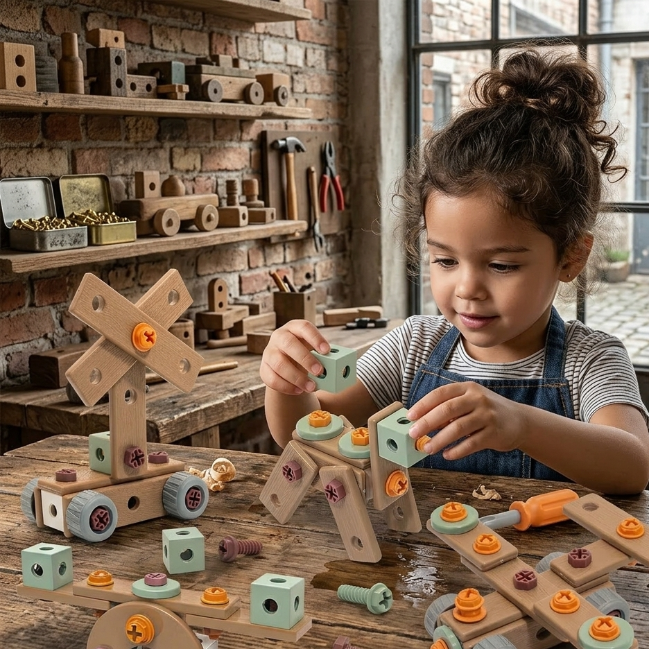 Montessori Werkzeugkasten für Kinder – Kreatives Bauspielzeug