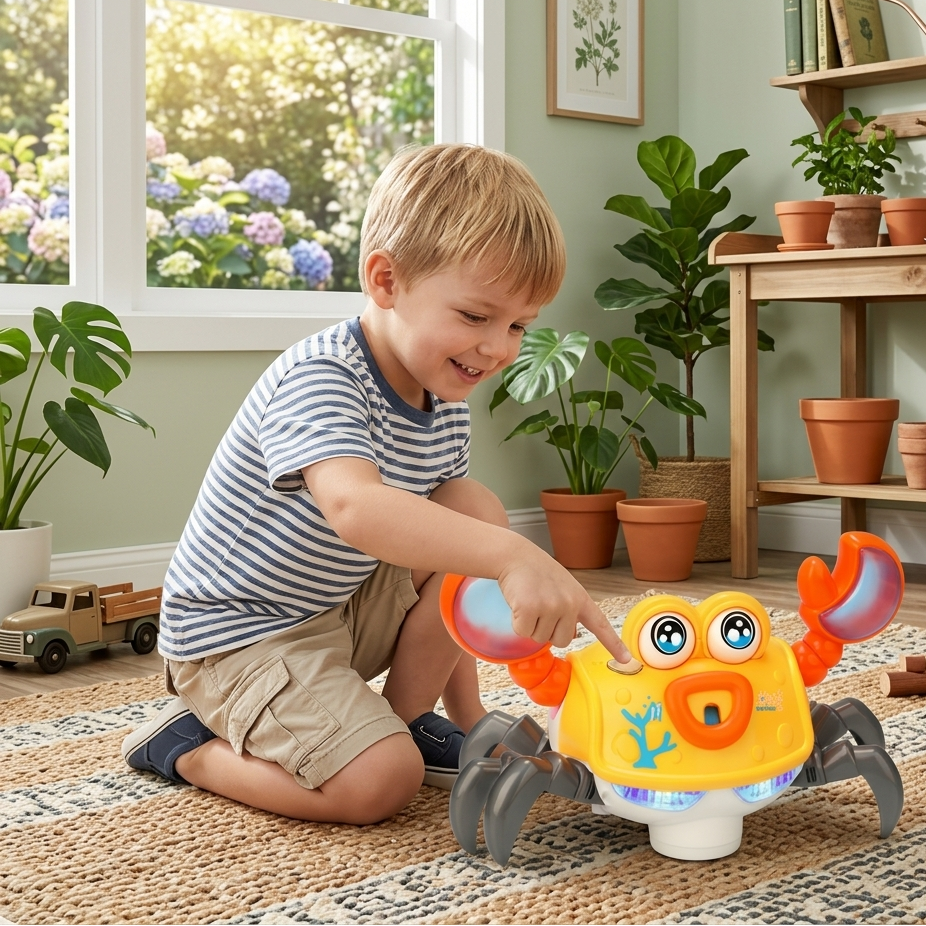 Elektrische Krabbe mit Musik & Licht – Baby Spielzeug