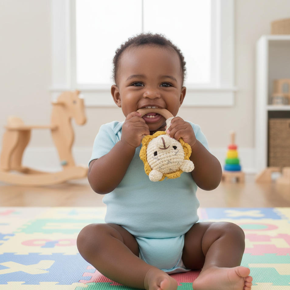 Sanftes Holz-Rassel-Spielzeug für Babys – Beruhigt Zahnfleisch & fördert Entwicklung