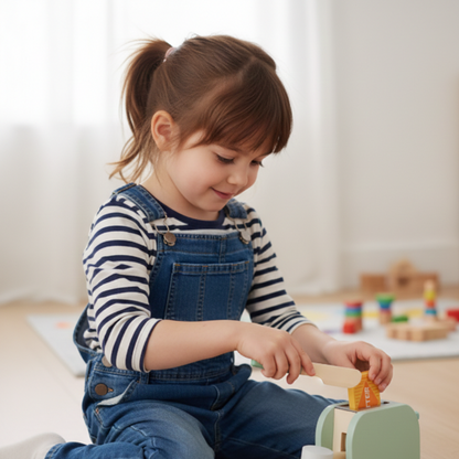 Holz Toaster Spielzeug für Kinder – Montessori Frühstücks-Satz