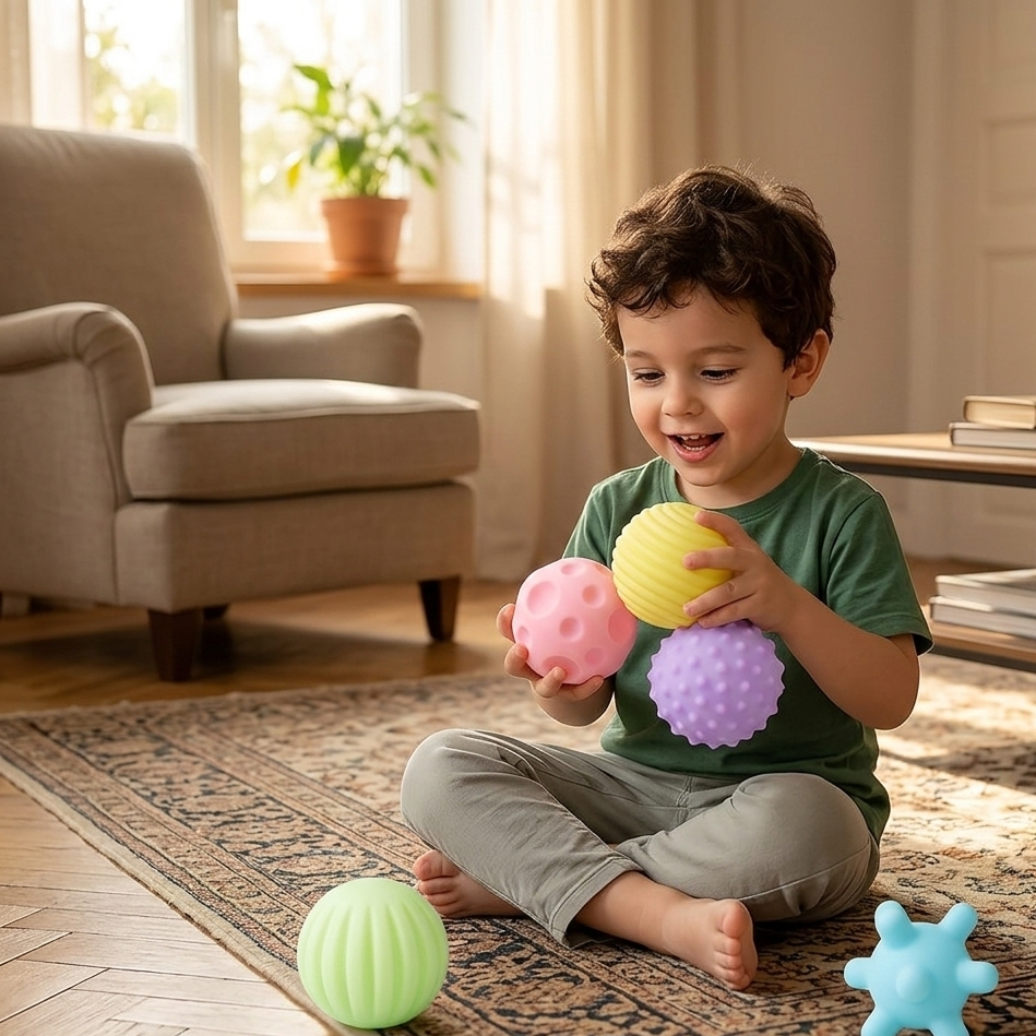 Sensorik Baby Bälle Satz – 6 weiche Montessori Tastbälle