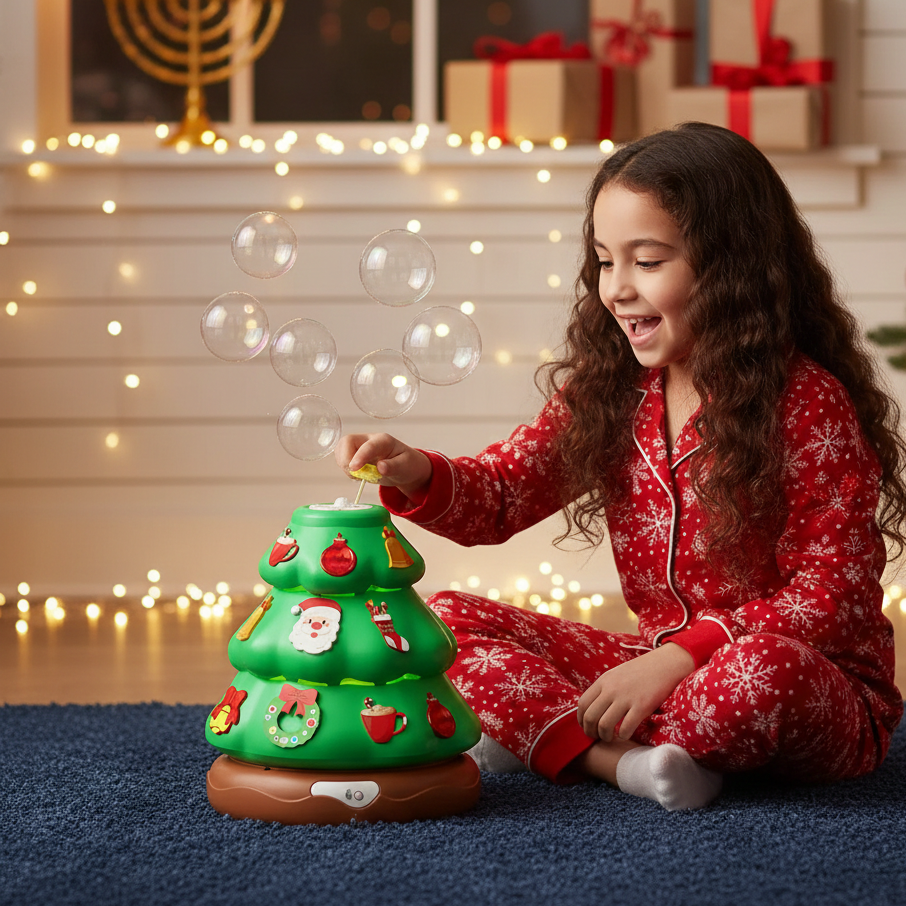 Magische Weihnachtsbaum Musikbox mit Seifenblasen & Licht