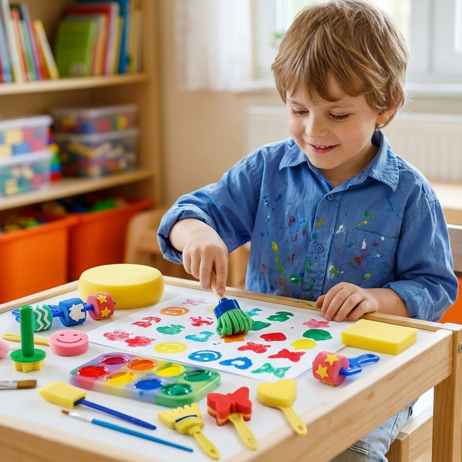 Kreatives Malset für Kinder – 30 DIY Schwamm & Stempel Tools