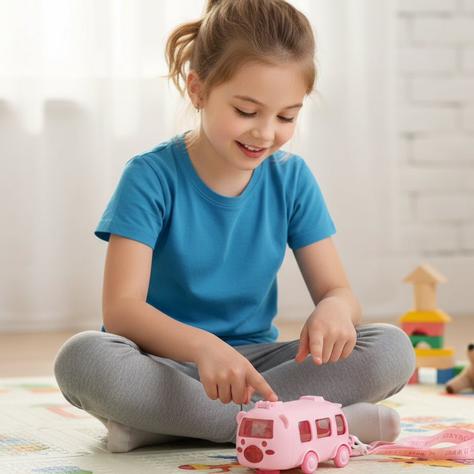 500ml Kinder Bus Trinkflasche mit Strohhalm – auslaufsicher