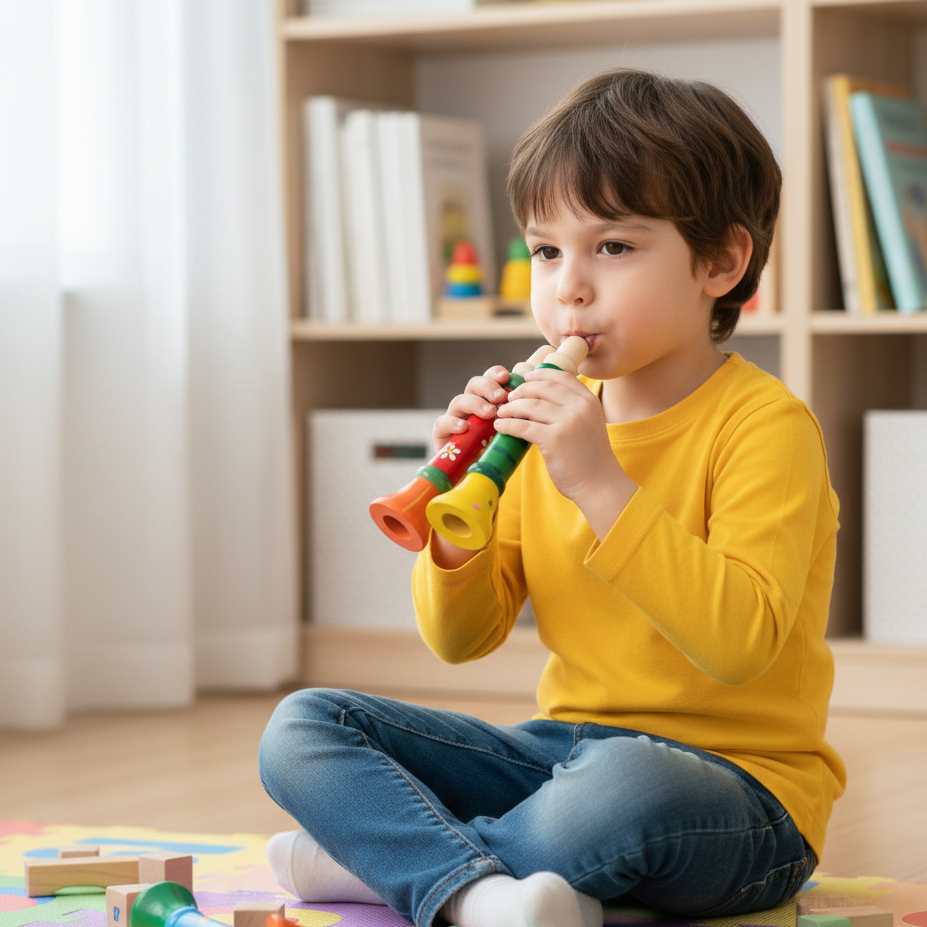 Holz Trompete für Kinder – Montessori Klang & Lernspaß