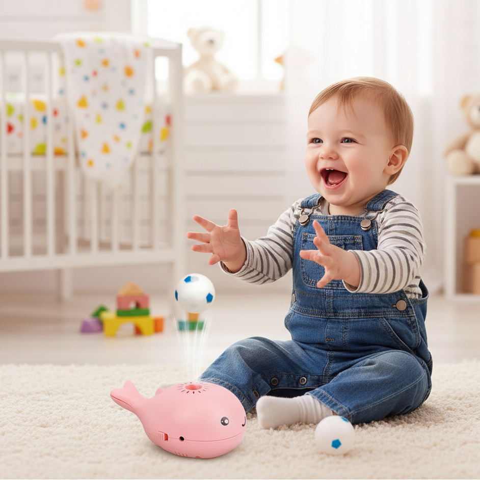 Elektrisches Walspielzeug mit schwimmendem Ball und Doppellüfterfunktion