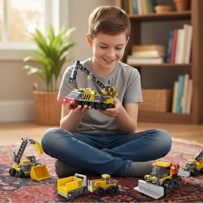 6-in-1 DIY Baustellen-Fahrzeuge – Bauen, Lernen & Smart Spielen