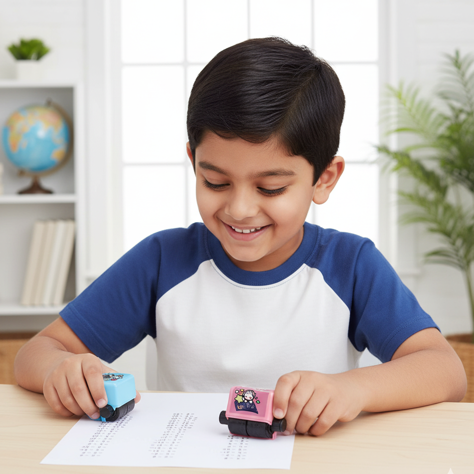 Rollenstempel für Mathematikübungen - Schnelle Mathefragen für Kinder