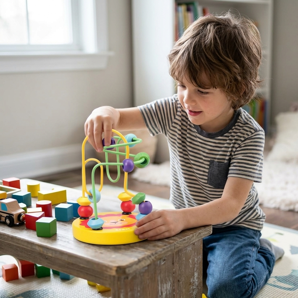 Baby Motorikspielzeug aus Holz – Montessori Lernspiel