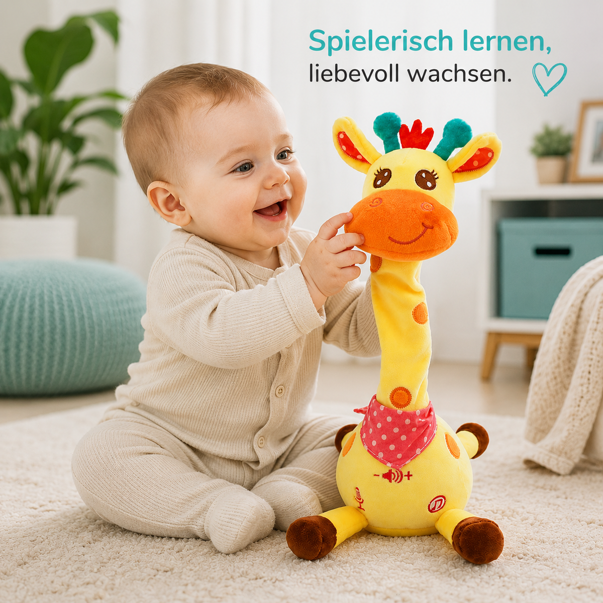 Kuscheltier beim natürlichen Spielen in gemütlicher Umgebung.