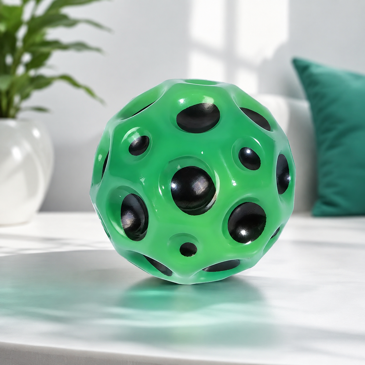 Hochelastischer Lochball – Weicher Sprung- & Stressball für draußen Grün