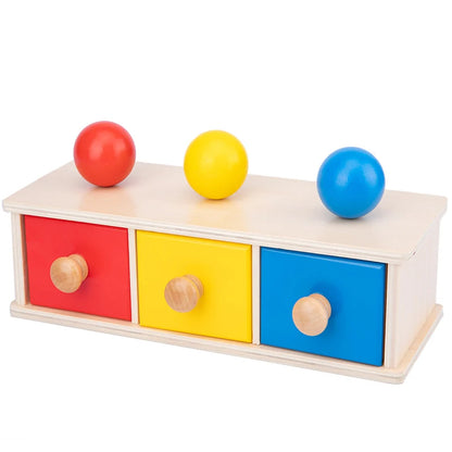 Montessori Schubladen-Spiel – Farben lernen mit Spaß & Logik! Dreifarbige Kugelschublade