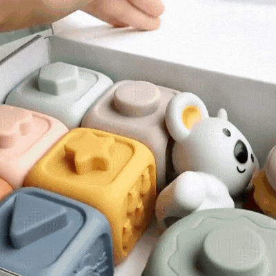 Weich Silicone Montessori Blöcke – Lernen, Stapeln & Spielen