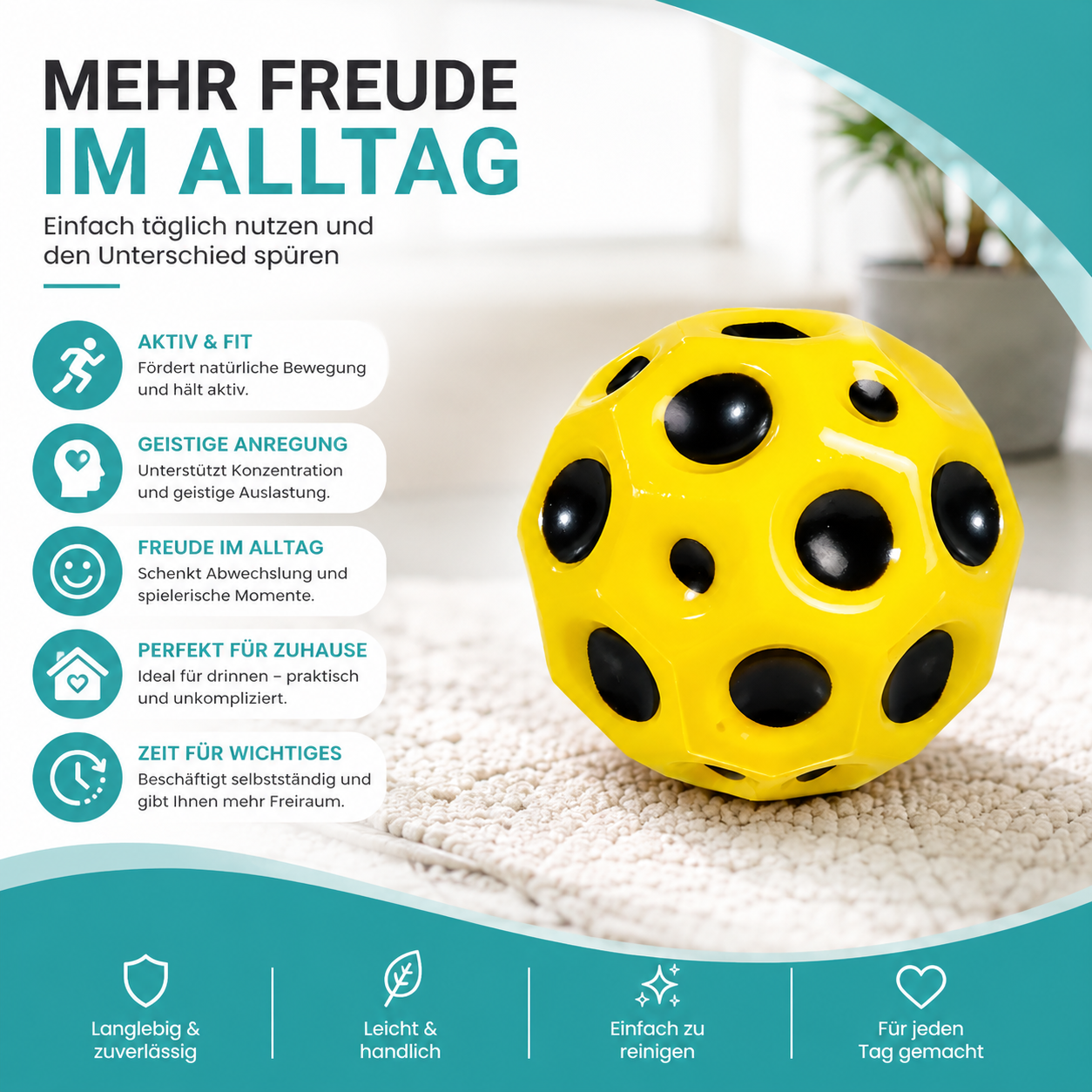 Hochelastischer Lochball – Weicher Sprung- & Stressball für draußen