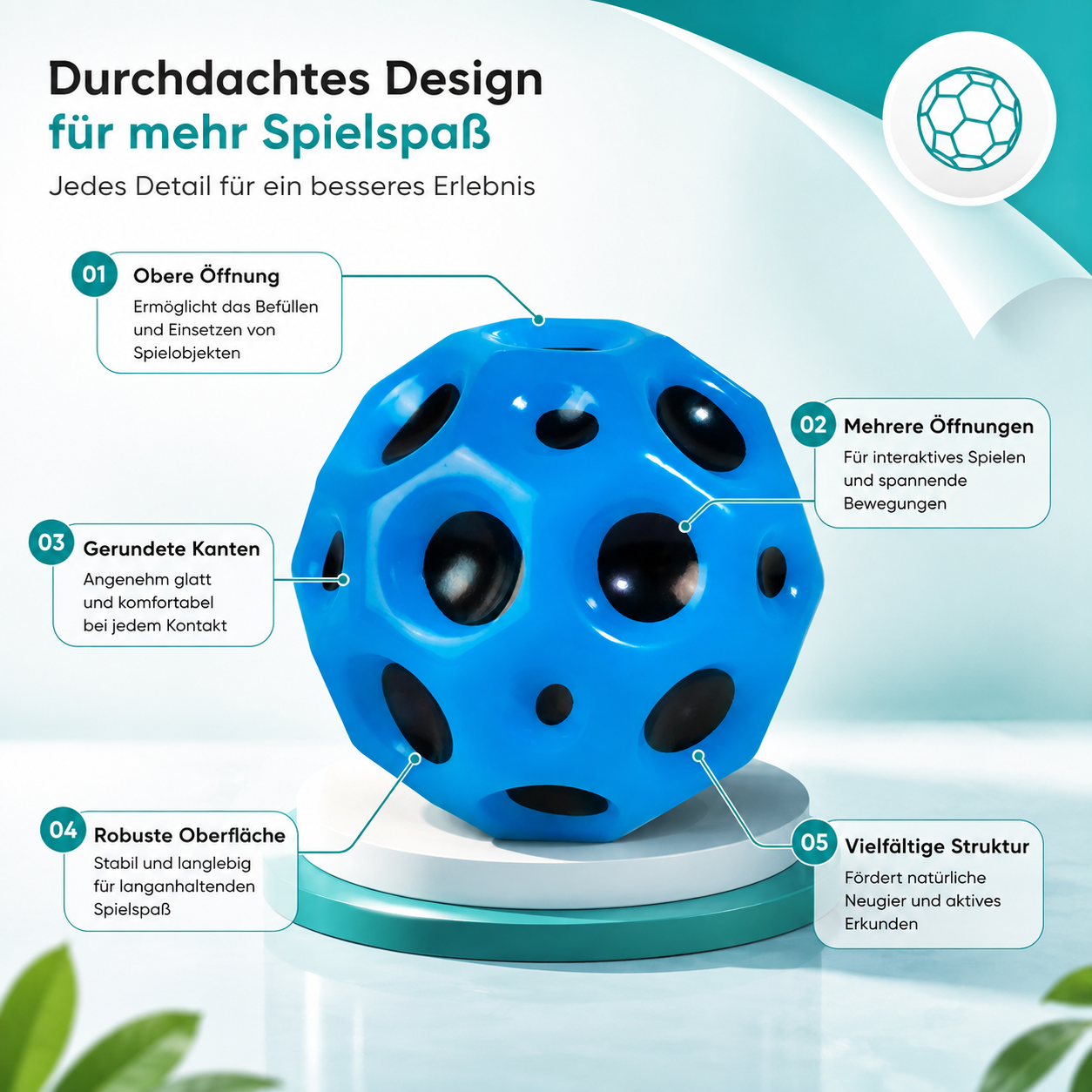 Hochelastischer Lochball – Weicher Sprung- & Stressball für draußen
