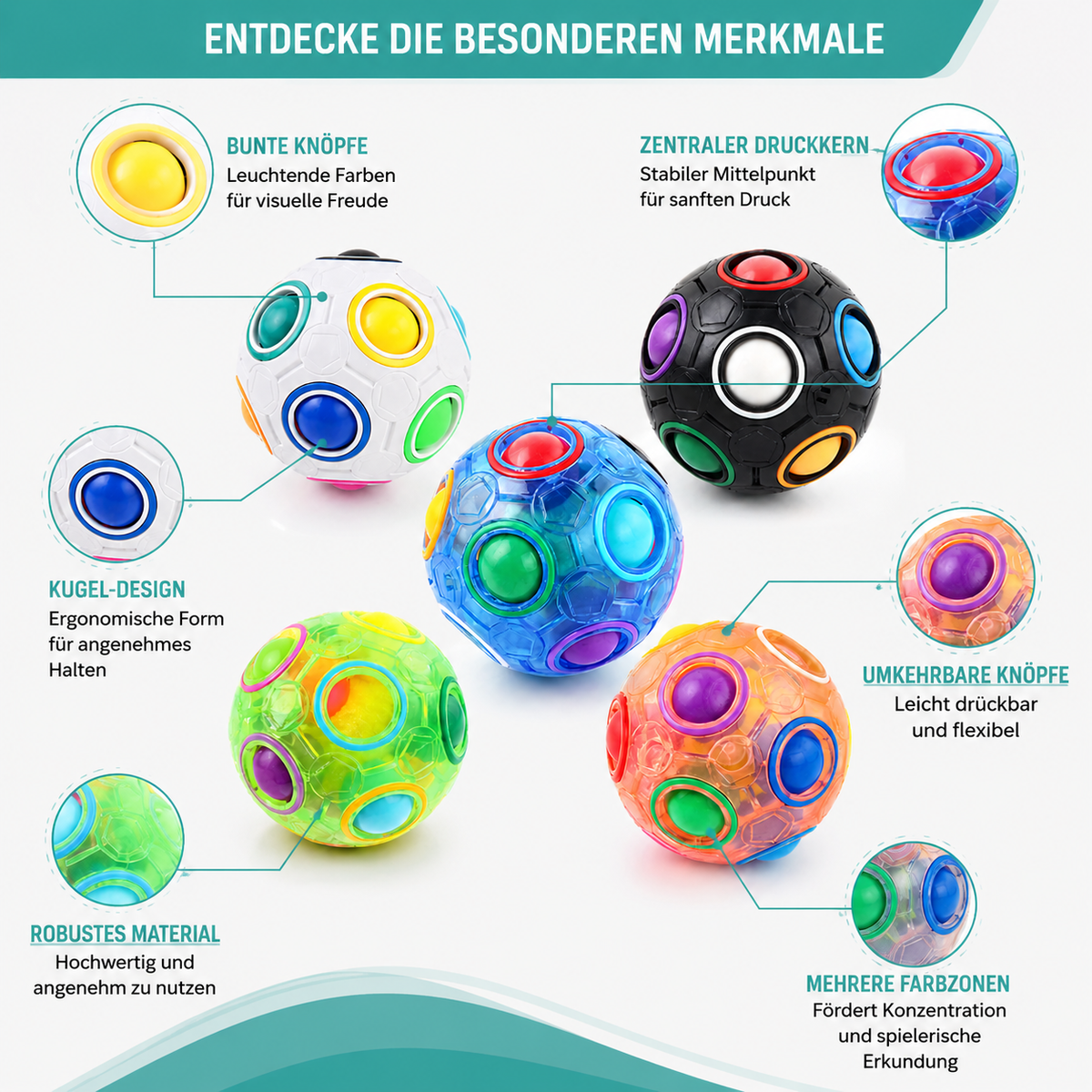 Magischer Regenbogen Puzzleball – Stressabbau für Kinder und Erwachsene