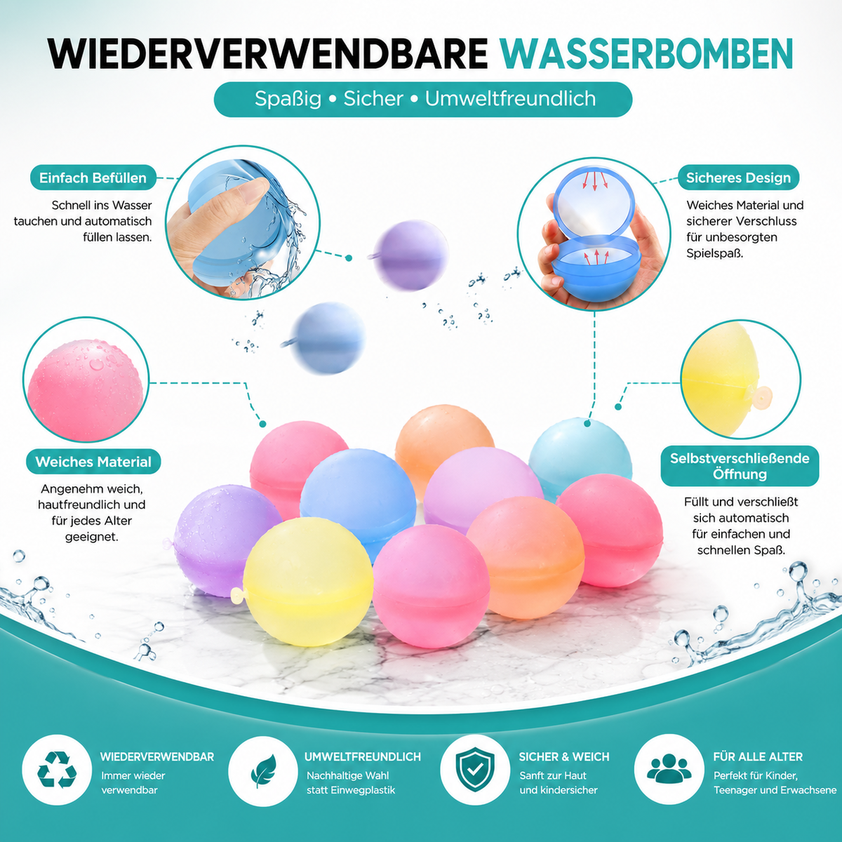 Wiederverwendbare Wasserbomben – Sommer Spaß für Kinder & Erwachsene