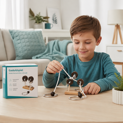 Holz Denkspiel IQ Puzzle – Knobelspiel für Kinder & Erwachsene
