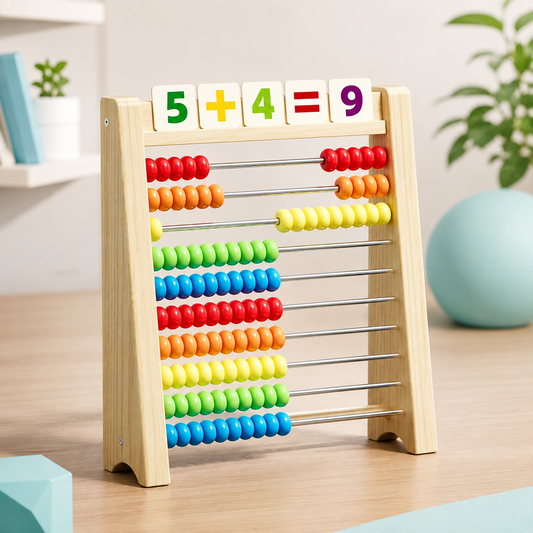 Holz-Rechenrahmen mit 100 Perlen – spielerisch Mathe lernen