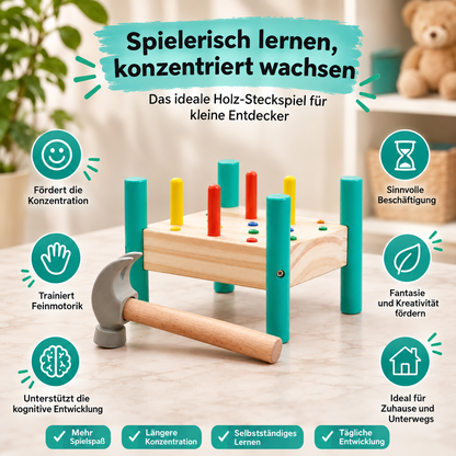 Rundes Holz-Steckbrett für Kinder – Lernen, Hämmern & Staunen