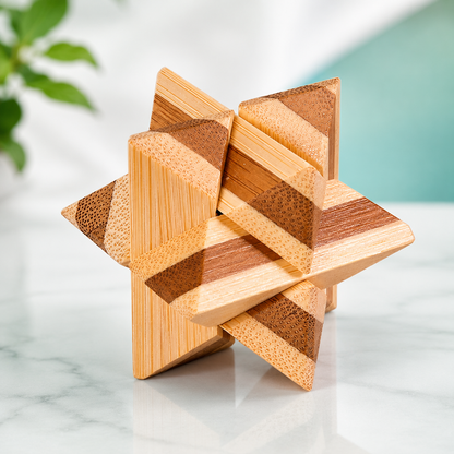 Holz IQ Puzzle – Kong Ming Denkspiel für Kinder & Erwachsene Achteck