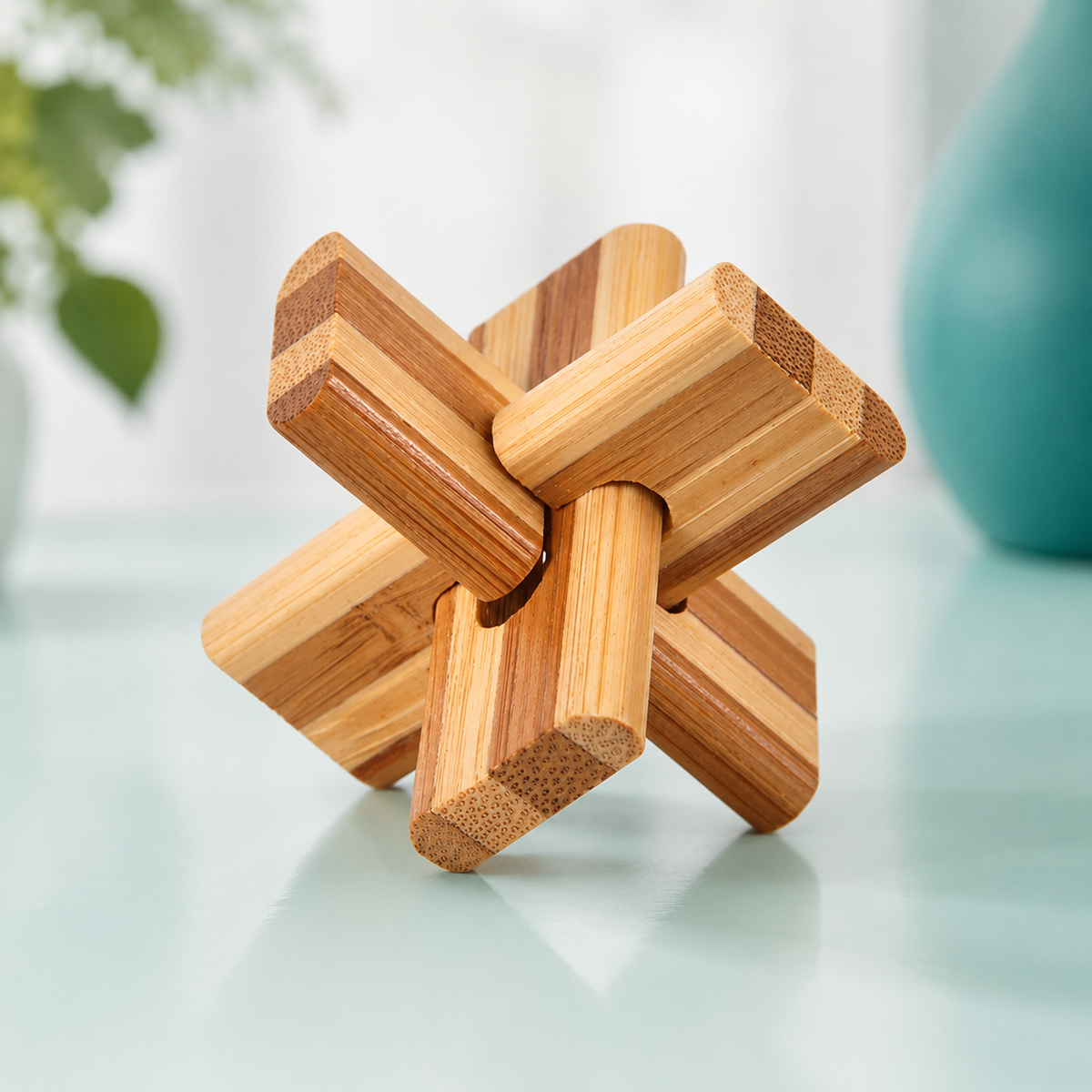 Holz IQ Puzzle – Kong Ming Denkspiel für Kinder & Erwachsene Tee