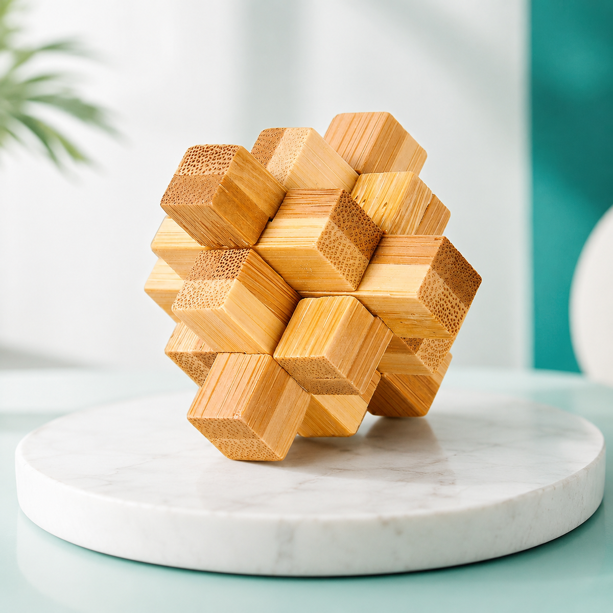 Holz IQ Puzzle – Kong Ming Denkspiel für Kinder & Erwachsene Kleiner Neunerpass