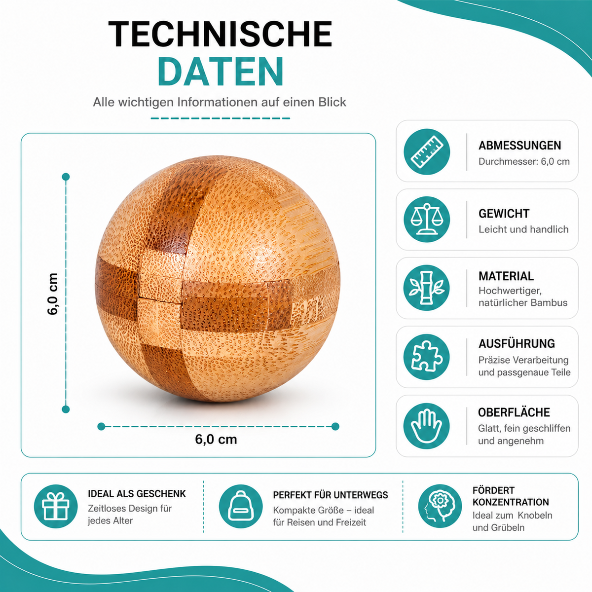 Holz IQ Puzzle – Kong Ming Denkspiel für Kinder & Erwachsene