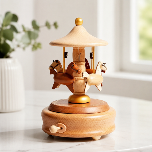 Holz Karussell Spieluhr – Magische Musik & Rotierendes Design