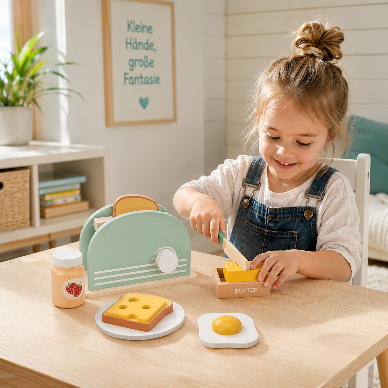 Holz Toaster Spielzeug für Kinder – Montessori Frühstücks-Satz