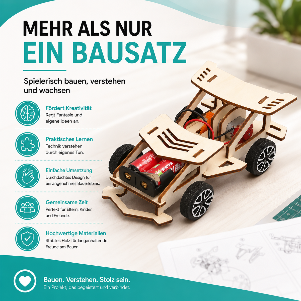 Elektrischer Holzflitzer zum Selberbauen – Für kleine Ingenieure mit großen Ideen