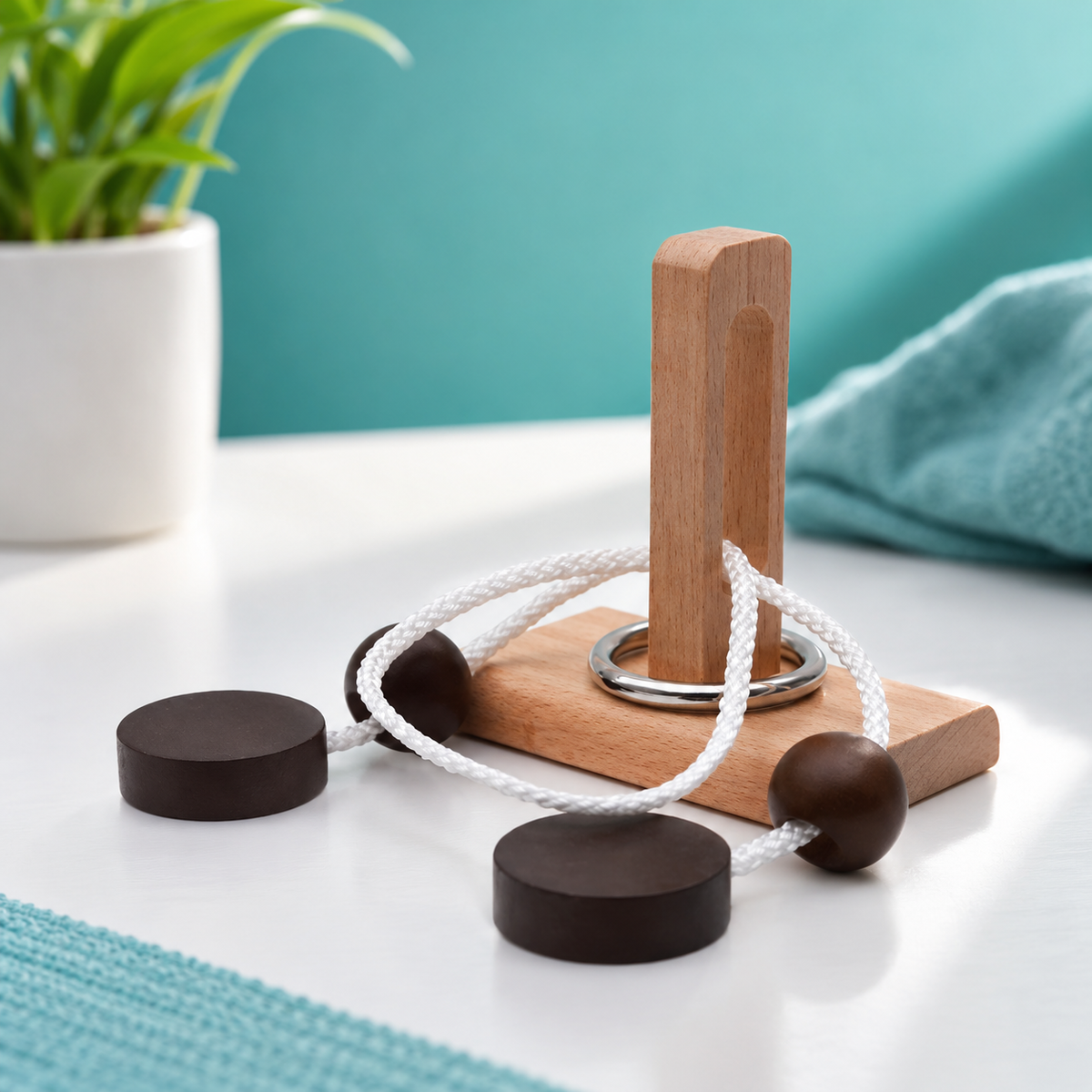 Holz Denkspiel IQ Puzzle – Knobelspiel für Kinder & Erwachsene Doppelspalten