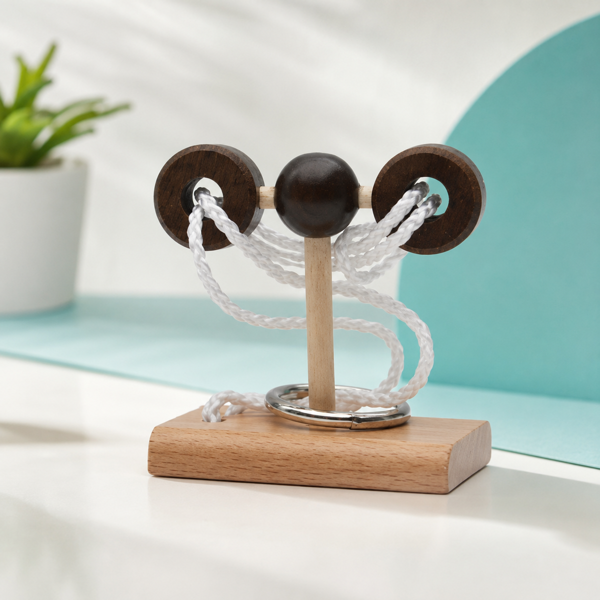 Holz Denkspiel IQ Puzzle – Knobelspiel für Kinder & Erwachsene Einzelsäule