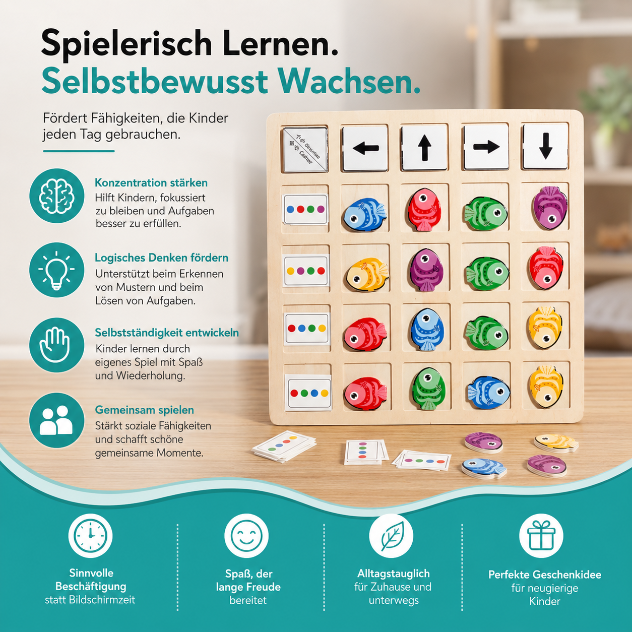 Montessori Holzspiel – Logisches Denken & Farben spielerisch lernen