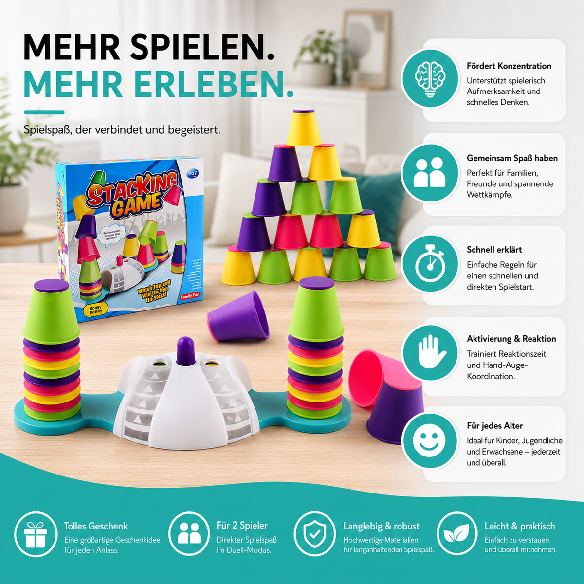 Geschwindigkeit Tassen Herausforderung– Das rasante Logik-Spiel für alle Altersgruppen!