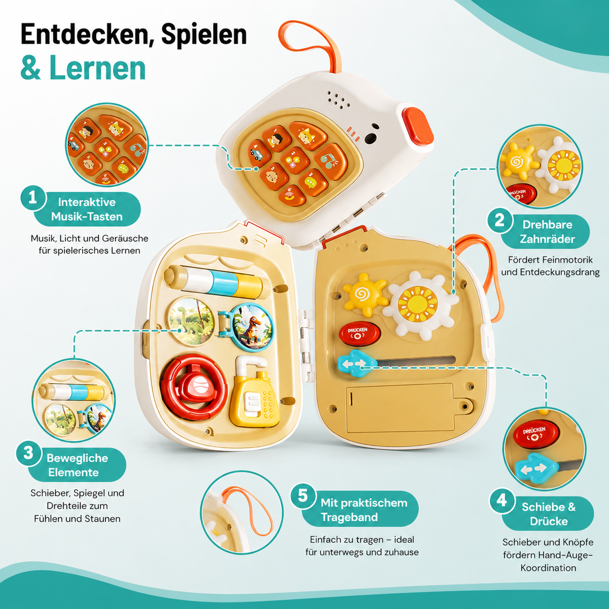 Montessori Beschäftigt Planke – Schlau Learning Spielzeug mit Musik & Licht