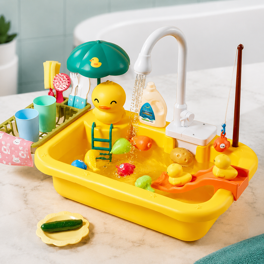 Kinder Spielküchenspüle mit fließendem Wasser – Lernen & Spielen Ente