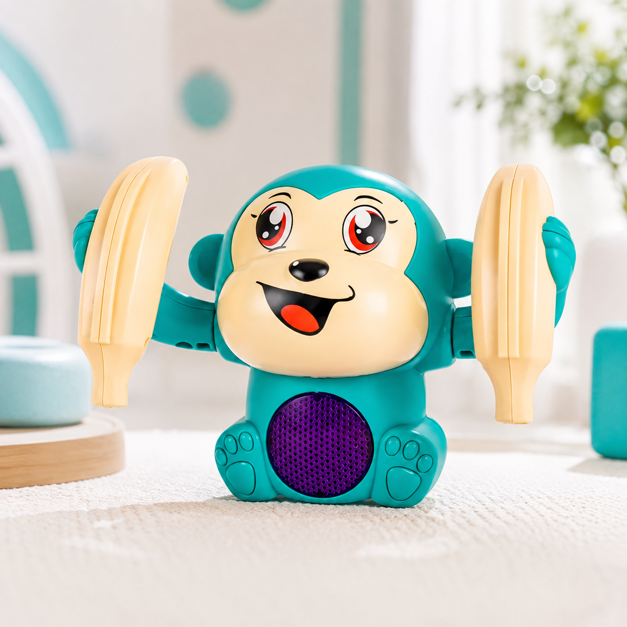 Interaktiver Krabbelaffe mit Musik & Licht – Spielerischer Krabbelspaß für Babys Blau