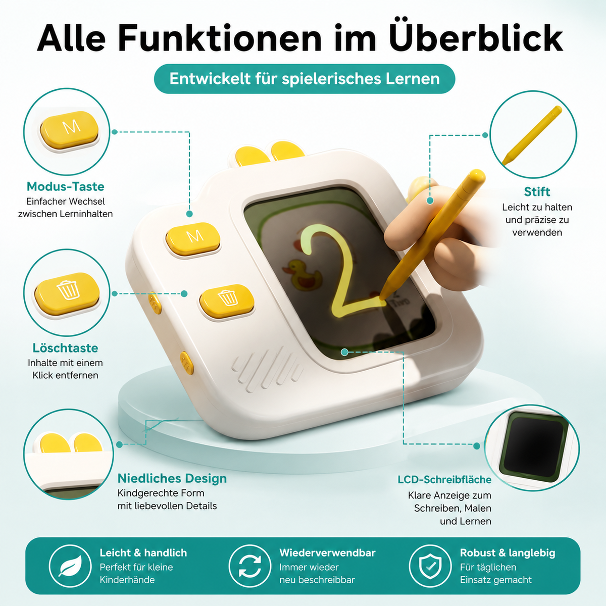 Interaktives Lern-Tablette für Kinder – spielerisch lernen & zeichnen