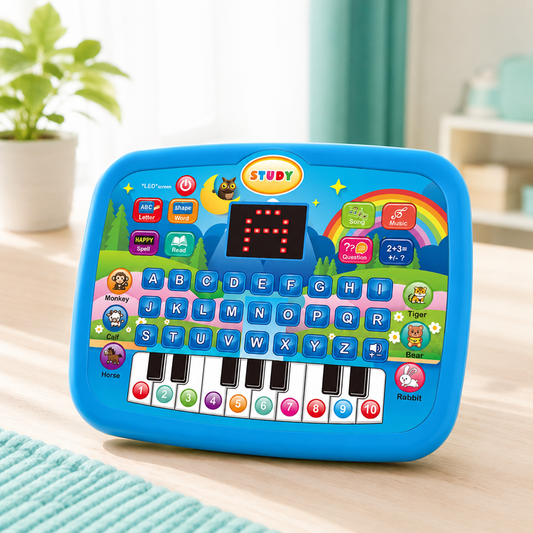 Interaktives Lernspielzeug mit Musik Buchstaben und Zahlen Blau