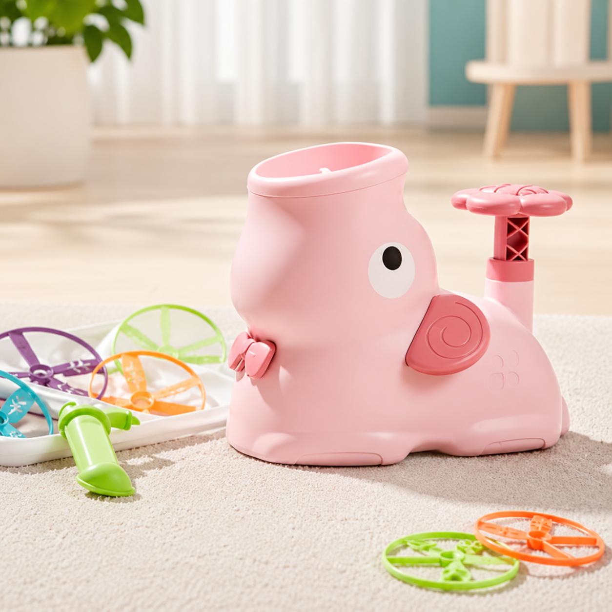 Air Rakete Spielzeug für Kinder – Raketen Launcher mit Tierdesign Rosa