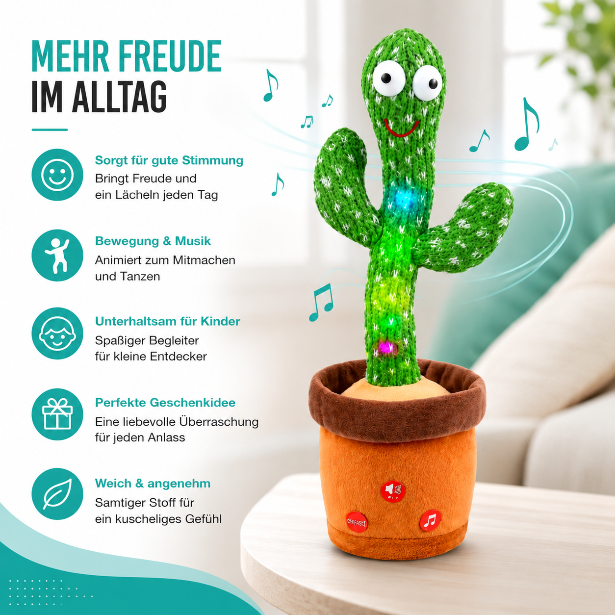 Tanzender Kaktus Spielzeug mit Musik und Stimme