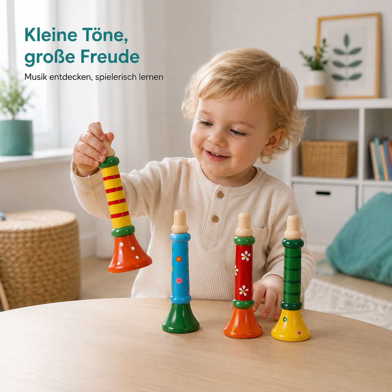 Holz Trompete für Kinder – Montessori Klang & Lernspaß