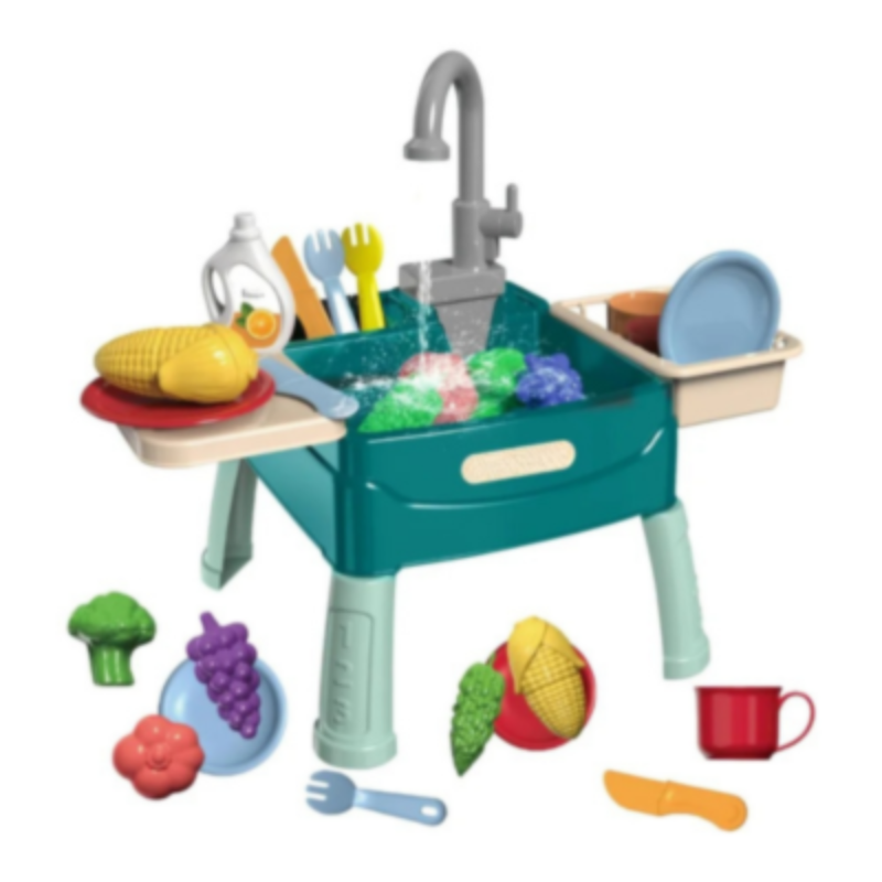 Kinder Spielküche mit Wasserfunktion und Zubehör Grün