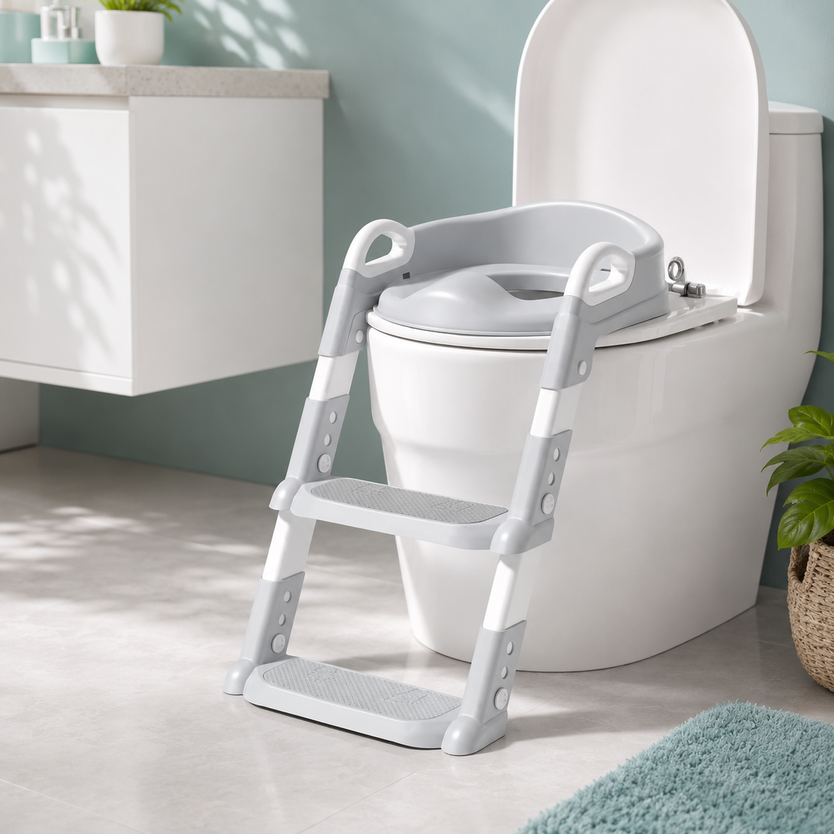 Faltbare Kinder-Toilettenleiter – Töpfchentraining leicht gemacht! Grau
