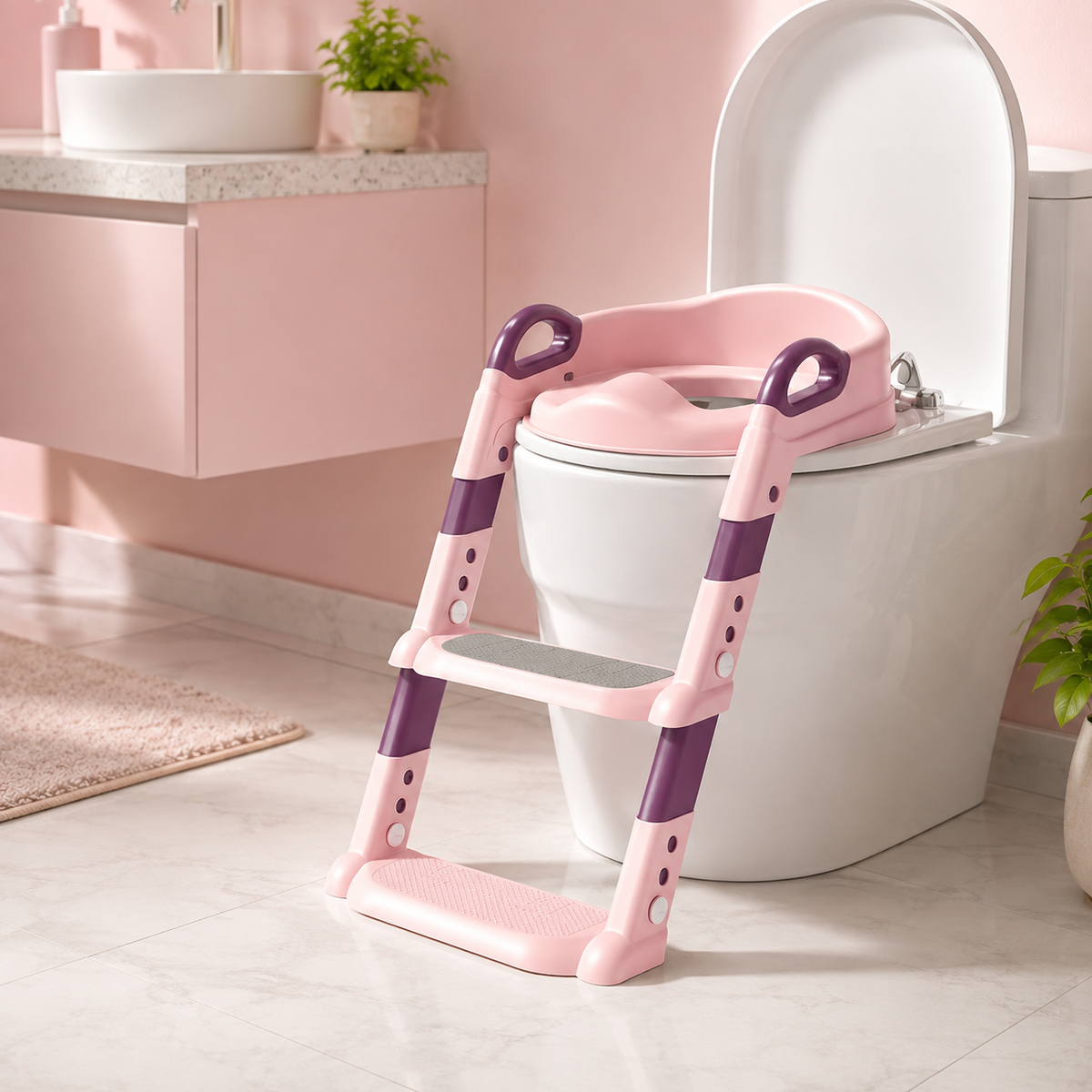 Faltbare Kinder-Toilettenleiter – Töpfchentraining leicht gemacht! Rosa