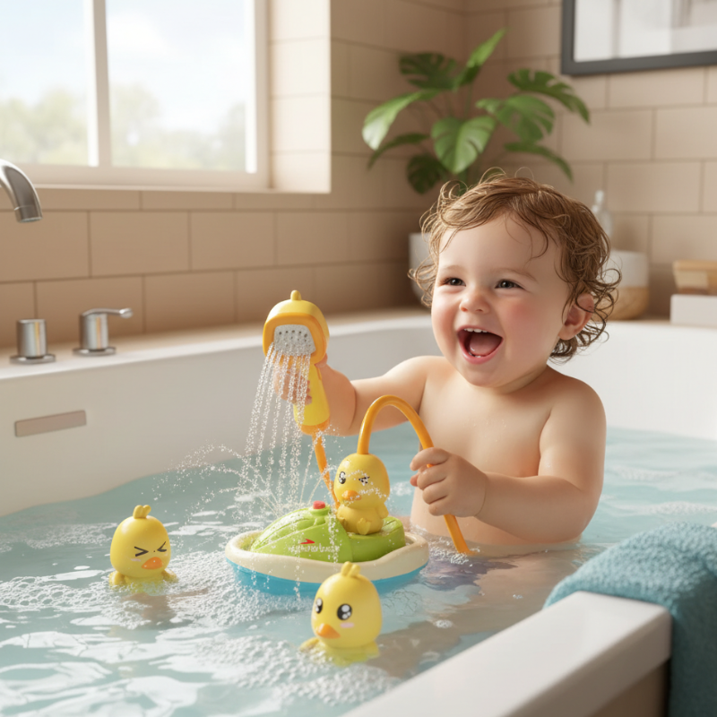 Enten Badespielzeug für Kinder mit Motorboot und Duschfunktion